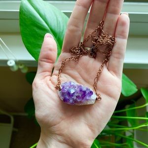 SOLD Raw Amethyst Cluster Necklace